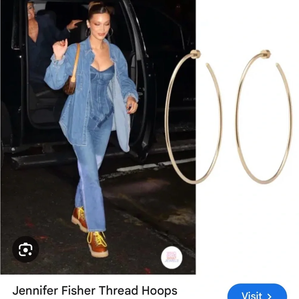 Jennifer Fisher 2.5 Thread Hoops in Plated Brass - Picture 3 of 14